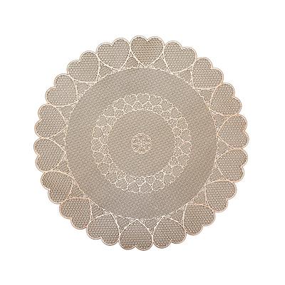 China 2022 Fashion Sustainable Round PVC Heart Table Mat Kitchen Red Office Dining Place Mat Sliver Coster for sale