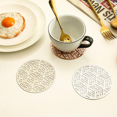 China Sustainable New Cavity Parallel Grid Coaster Round Waterproof Non-slip Geometric Coaster for sale