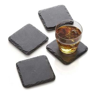 China Sustainable Wholesale Natural Square Slate Coaster Set Heart Coaster for sale