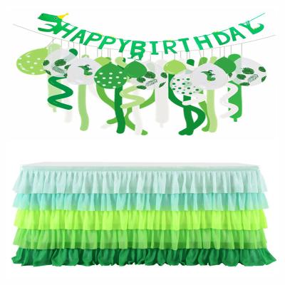 China 2021 Turquoise Ruffled Party Wedding Anniversary Rectangle Color Matching Chiffon Table Skirt 6FT Simply for sale