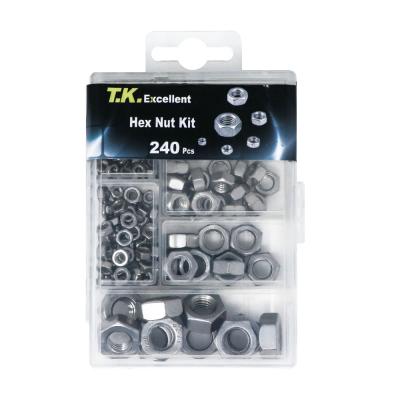 China Popular HEX design hex metal nut plastic box fastener set for industry hot sale nuts kit for sale