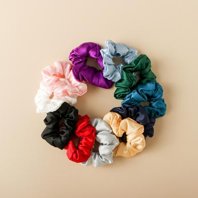 China Wholesale High Quality Logo Cheap Large Silk Mulbery Hair Scrunchies Custom Made Pink Satin Women Scrunchies 100% Cheap for sale