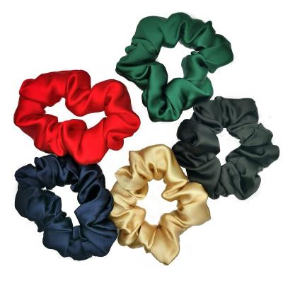 China Schrunchies Soft Bulk Raw White Silk Scrunchies 16-19mm3.5cm European and American Women's Real Hair 100% Scrunchy Style Scruncies for sale