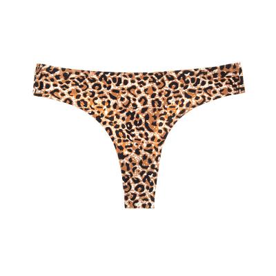 China Antibacterial leopard print g-string t pants for women low waisted trackless one piece ice silk sports briefs for women for sale