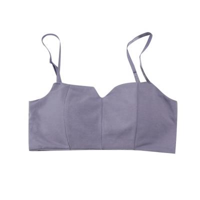 China Seamless Halter Antibacterial Casual Vest Breast Cotton V-Neck Women Bra Top Push Up Bra Girls Underwear for sale