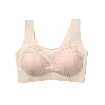 China Seamless Antibacterial Women's Vest Set Air Young Girls Underwear Seamless Push upOne-Piece Racerback Sports Bra Pump Bra for sale