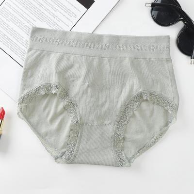 China Best Selling Antibacterial Woman Fashion Solid Color Lace Comfort Thin Nylon Underwear Large Size Briefs for sale