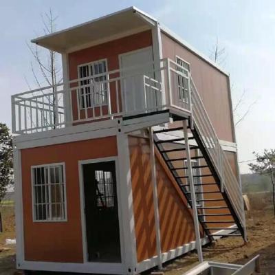 China Small Modern Economic Cheap Tiny Cabin Sandwich Panel House Prefab 2 Storey House for sale