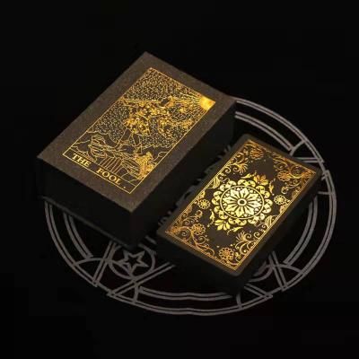 China Custom Wholesale Printing New Gold Foil Tarot Cards Deck Oracle Tarot Cards Box Entertaiment Deck Tarot Card Board Game With Guide for sale