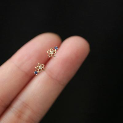 China Cute Blue Zircon s925 Jewelry Designer Cute Star Flower Stud Earrings for sale