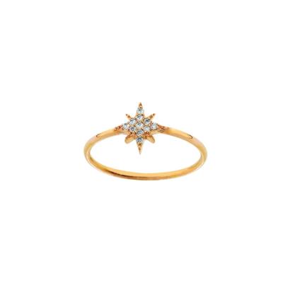 China Vintage North Star CZ Ring Gold Plated Starburst Ring Minimalist Silver Women Ring for sale