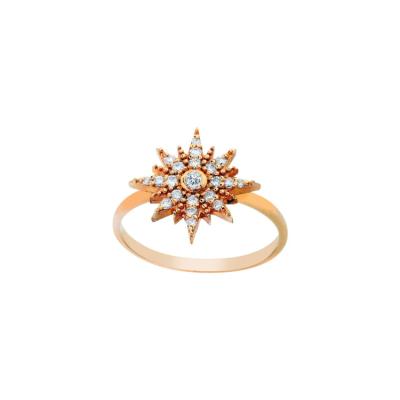 China Vintage Rose Gold Plated North Star Ring Starburst Ring 925 Sterling Silver Rings for sale