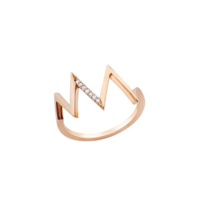 China Vintage Heartbeat CZ Ring Zig Zag Statement Ring Women's Rings for sale