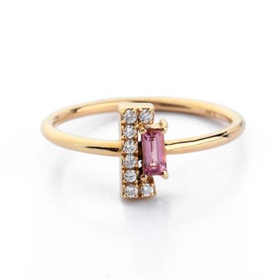 China Vintage Purple Tourmaline Cubic Zircon Ring Gold Plated Engagement Ring Multiple Birthstone Ring for sale