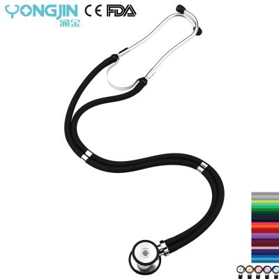 China Pulse Heart/Lung Sounds/Murmurs Medical Colorized-Rubber-Circle Sprague Rappaport Dual Tube Peristalsis Gastrointestinal Clinic Stethoscope YJ S2324-BK for sale