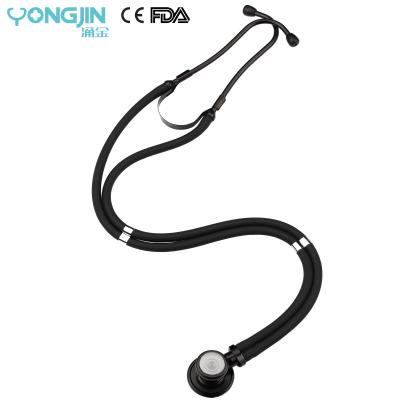 China Pulse Heart/Lung Sounds/Whispers New Peristalsis YJ S2624-BB Gastrointestinal Mechanics Diagnosis All Black Dual Tube Sprague Rappaport Stethoscope for sale