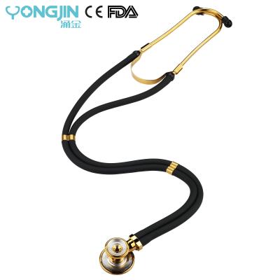 China Pulse Heart/Lung Sounds/Murmur Peristalsis YJ S2524-GB Gastrointestinal Deluxe Medical Diagnostic Golden Double Tube Sprague Rappaport Fetal Stethoscope for sale