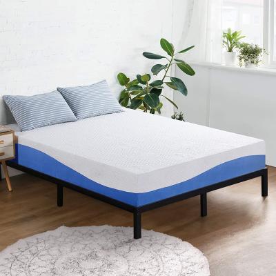 China GOOD NIGHT Convertible High Density Unique Gel Infused Aquarius Blue 10 Inch Natural Bedroom Deep Sleep Mattress Gel Memory Foam for sale