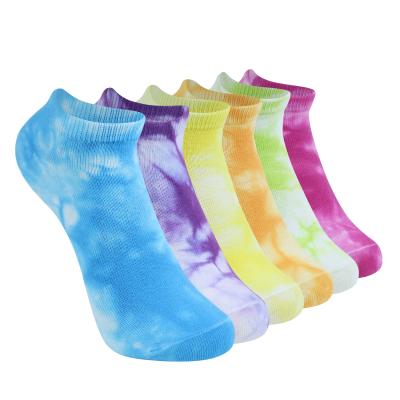 China Yiheng Breathable Custom Socks Fashion No Show Custom Colorful Girl Dyed Knotted Tie Dye Socks For Women for sale