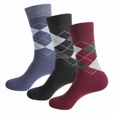 China Custom Made Men's Yiheng Work Business Work Socks Comfort Breathable Black Red Blue Lattice Dress Sock Men's Dress Sock for sale