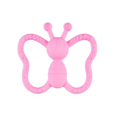 China High Quality Customized Eco-Friendly Butterflies Silicone Baby Teether Gum Pain Easily Babies Eco-friendly and Healthy for sale