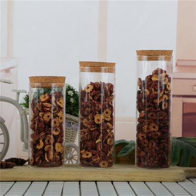 China Different Types High Borosilicate Sustainable Glass Tea Jar Food Glass Jar With Fruits Or Food Supplier for sale