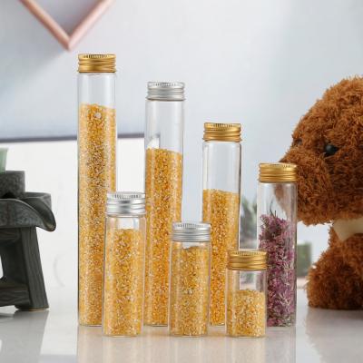 China Personal Care Mini Clear Glass Wishing Small Drift Bottle Vials Glass Tube Corked Jars Candy Bottle With Screw Cap for sale