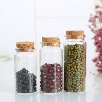 China China direct wide mouth personal care shopping vials candy glass bottle of various wishing bottle with Cork Cap for sale