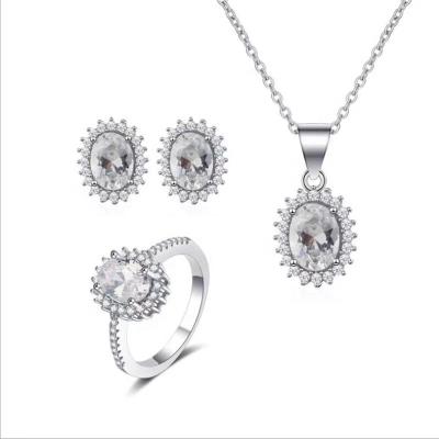 China New CLASSIC Gaby Design Oval Shape Jewelry Set Necklace 925 Sterling Silver Earring Ring Set For Woman Jewelry Set for sale