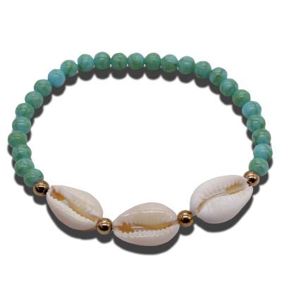 China BOHEMIA Gaby Hot Sale Turquoise Beads Beaded Chain Anklets Strand Gold Sea Shell Anklets For Woman for sale