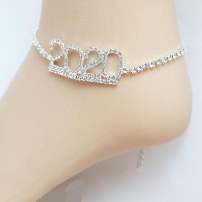 China Gaby Tennis TRENDY Anklet Sparkle Crystal Anklets With Charms Birth Year Anklets Foot Jewelry for sale