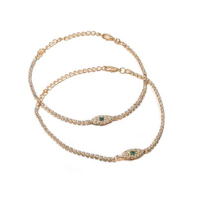 China TRENDY Gaby Eye Shape Clear CZ Crystal Chain Anklet Gold Plated Anklets Body Jewelry for sale