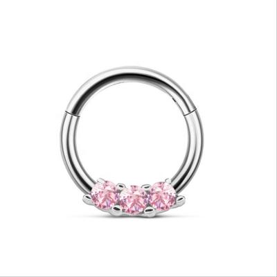 China FASHIONABLE High Quality Diamond and Opal Nose Ring Segment Gaby Septum Clicker Nose Body Jewelry for sale