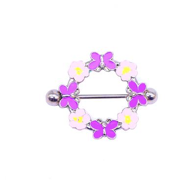 China New Punk Gaby Alloy Flowers Stainless Steel Nipple Rings Women Nipple Body Jewelry and Butterfly Rings for sale