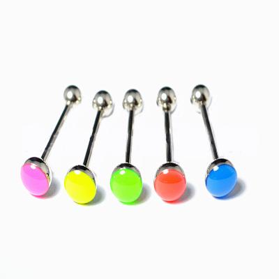 China Gaby Tongue Barbell Stainless Steel CLASSIC Dimple Glow in the Dark Tongue Ring Body Piercing Jewelry for sale