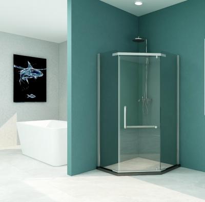 China Foshan Aluminum Alloy 8mm Diamond Shape Shower Room / Modern Wholesale Hardware Framed Whole Glass Shower Enclosure for sale