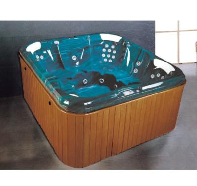 China Foshan Large Size Hot Tub Multi-person Bathtub Whirlpool Teak Bathtub Wood Massage Freestanding Outdoor Acrylic Door Whirlpool Bathtub for sale