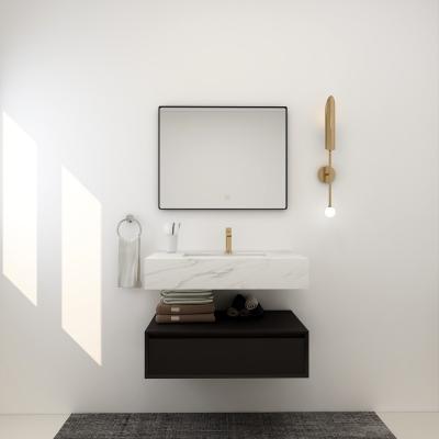 China Waterproof Simple Black And White Wall Mount Bathroom Mirror Cabinets for sale