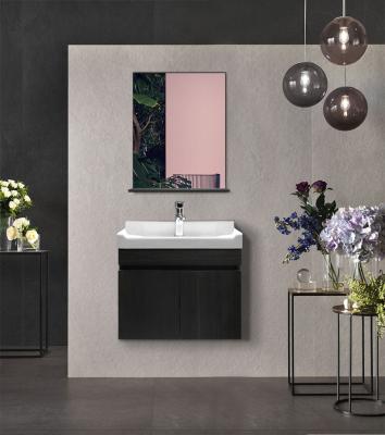 China Cheap waterproof! Wall Mounted Vanity Unit Black Bathroom Cabinet Vanity With Mirror for sale