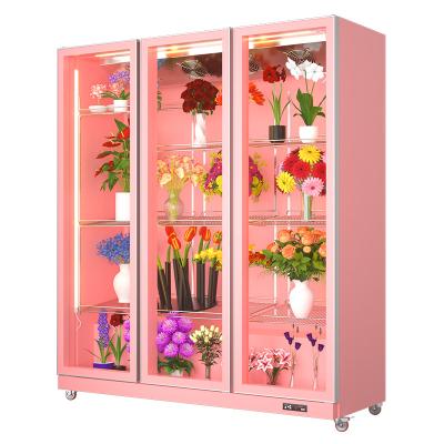 China Single-temperature OEM Commercial Upright Glass Door Showcase Used Flower Fridge for sale