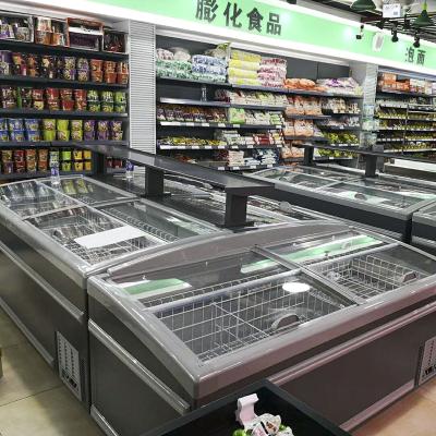 China Type Island Chest Freezer Single-Temperature Supermarket Meat Colder Commercial for sale