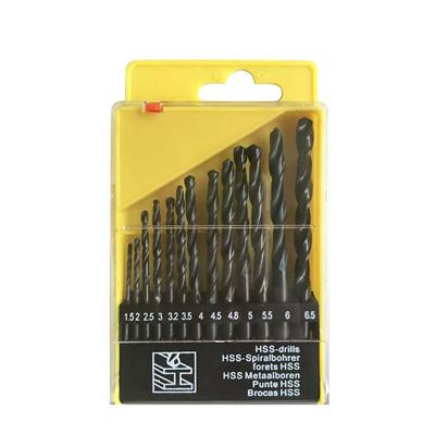 China For Stainless Steel And Hard Metal Drilling 13Pcs Metric Black Oxide Rolled HSS Drill Bit Set For Metal Aluminum PVC Drilling In Plastic Box for sale