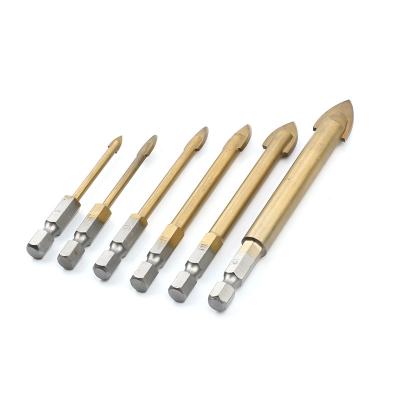 China Single Shank Masonry Drilling 6PCS Hex Shank Carbide Head Tilted Glass Drill Bit Set For Glass Ceramic Tile for sale