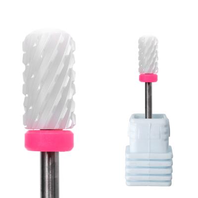 China 2021 Pedicure Manicure High Quality Ceramic Barrel Big Drill Soft Nail Top Bite Wholesale Ceramic Nail Drill Bit for sale