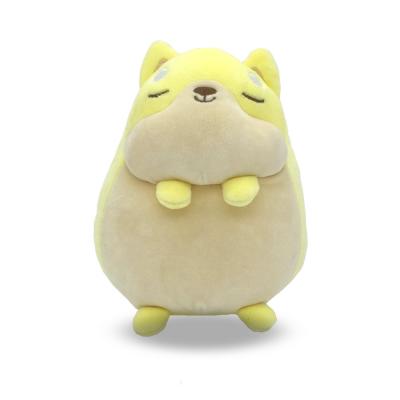 China Cute Fun Customized 6.5 Inches Yellow Cute Spandex Super Soft Stuffed Dog Toys Promotional For Kids for sale