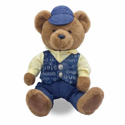 China High Quality 25CM Teddy Bear Toys Plush Stuffed Cute Fun Custume Brown Color With Shirts And Jeans for sale