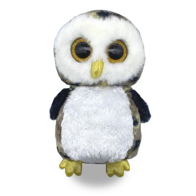 China Custom Promotion Fun Cute 8.5 Inches Forest Animal Owl Toys Plush Stuffed With Crystal Golden Big Eyes For Kids for sale