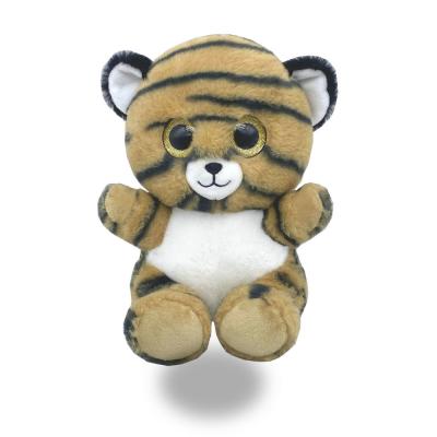 China Custom Promotion Fun Cute 8.5 Inch Kawaii Tiger Forest Anmial Plush Stuffed With Crystal Golden Big Eyes For Kids for sale