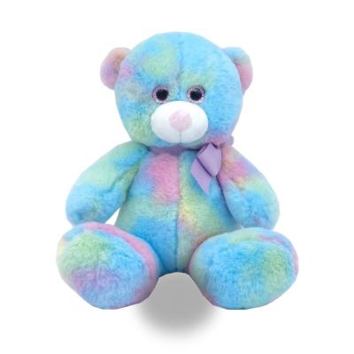 China Fun Cute Custom Made 25 cm 10 inch Rainbow Kawaii Colorful Teddy Bear Plush Stuffed For Decor for sale