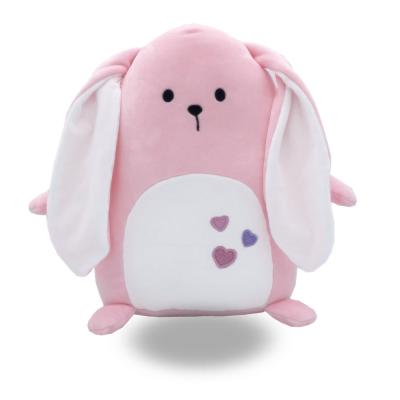 China Cute Fun Customized Pink Spandex Super Soft Plush Stuffed Bunny With Long Ears Animal Cushion For Kids for sale